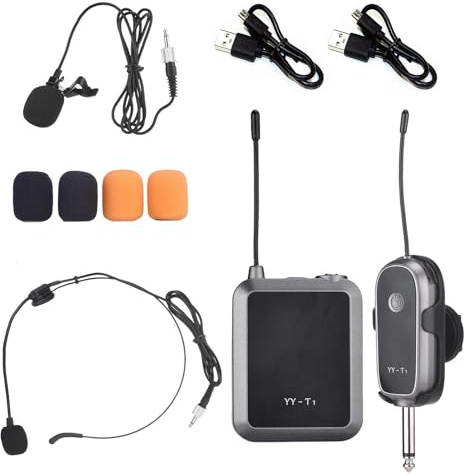 Tomvorks 32-kanals Trådlös Mikrofonset med Headset, Lavalier-mikrofon för Undervisning och Intervjuer, för Föreläsningar och Vloggar