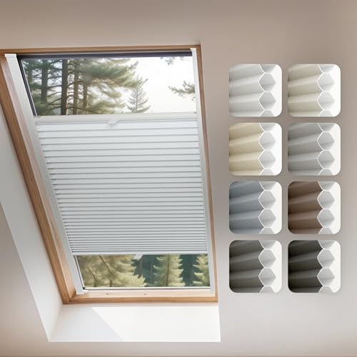 Store Plissé de Toit Concept Blinds à Structure Alvéolaire – sur Mesure, Occultant & Isolant Thermique, 7 Coloris, Réglable Haut/Bas, Installation Facile, Store Premium