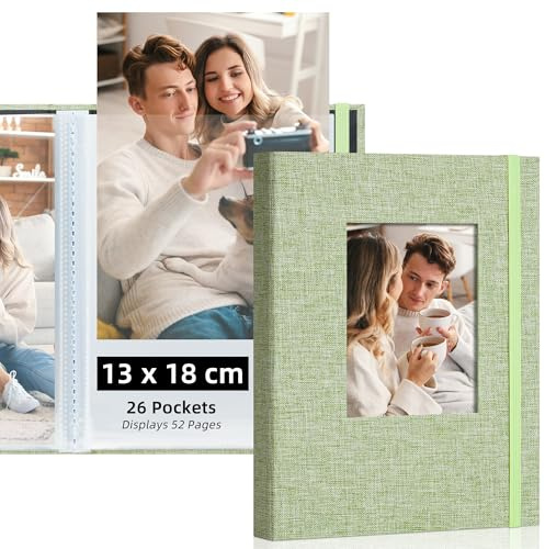 Remowith Fotoalbum 13x18 cm Hält 52 Fotos Fenster Grün | einsteckalbum, 26 taschen, diy fotobuch, hochzeit reise