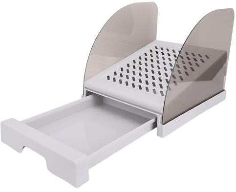 Hamwesh Litter Box Step, Adjustable Height Elevated Cat Ramp for Litter Box with Drawer & Baffles, Anti Tracking & Easy to Clean Cat Pedal Step Stool for Small & Elderly Cats (Grey)