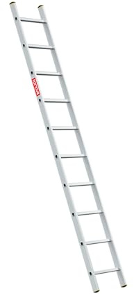 BAULICH - Anlegeleiter - Aluleiter - Leiter 10 Stufen - Professionell, für Haus, Garten, Renovierung, Landwirtschaft, rutschfeste Füße, Geriffelte Sprossen, Leicht 3,7 kg, mit Haken