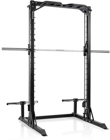 HAMMER Multipresse MA50 – Kraftstation für Zuhause mit geführter Hantelstange, Multigrip-Klimmzugstange & Safety-Bars, 4 Scheibenhalter, platzsparend & robust, bis 130 kg