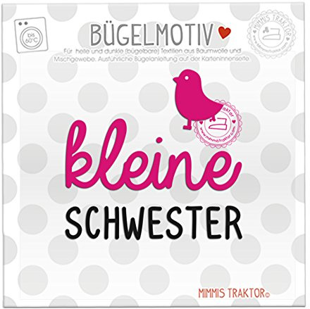 Bügelbild kleine Schwester mit Vogel Flockfolie Aufbügler Applikationen Bügelsticker für Stoffe Textilien Kinder zum Aufbügeln Flicken