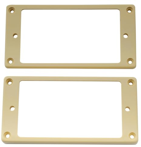 Musiclily Pro Flat Kunststoff Humbucker Pickup Rahmen Humbucker Tonabnehmer Rings Humbucker Frame Set für LP Les Paul E-Gitarre, Creme | Kunststoff