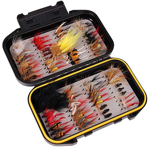 CHSEEO 72 Stück Angel-Fliegen Kunstköder Set Angel-Köder Fliegen Forellenköder Fliegen Fischen Köder Haken Perfekt zum Zander Angeln Barsch Forelle Dorsch Angelzubehör Angelset #5