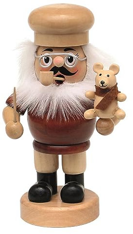 Dekohelden24 ***Holz Räuchermann als Teddymacher mit Teddybär, naturfarben, ca. 9,5 x 7,5 x 16,5 cm.