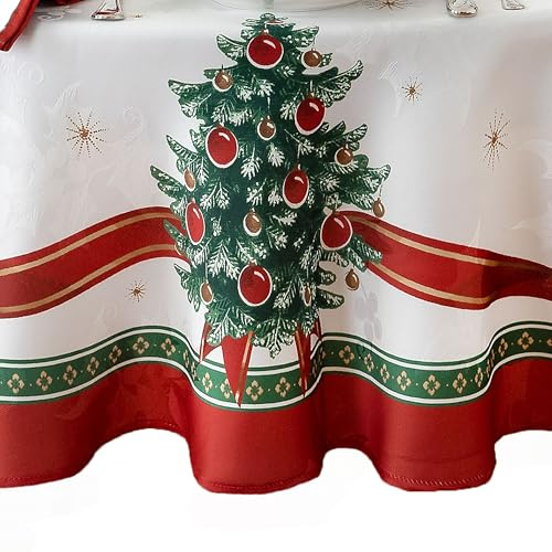 Elrene Villeroy & Boch Toy's Delight Tovaglia natalizia in tessuto, decorazione per la tavola, 177,8 cm, rotonda