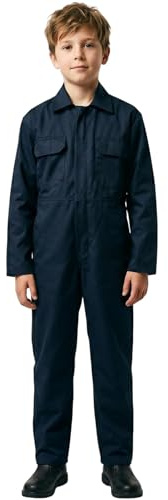 G5 APPAREL Kids Coverall Plain & Camo Poly Cotton Workwear All-in-One (11 Years, Navy Blue)