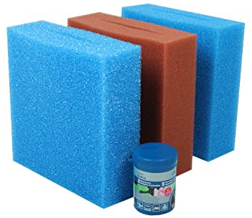 Wacredo Ersatzschwamm Set + Filterstarter für Teichfilter Oase Biotec 5 | Komplettset für Oase Teichfilter Biotec 5, bestehend aus Schwamm-Set + Oase Filterstarter