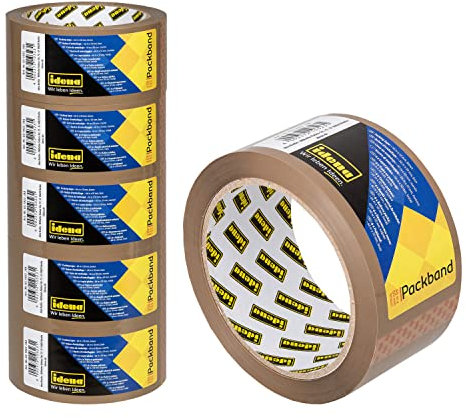 Idena 90129 - Nastro marrone, 50 mm x 66 m, 6 rotoli di nastro silenzioso, ideale per traslochi e spedizioni