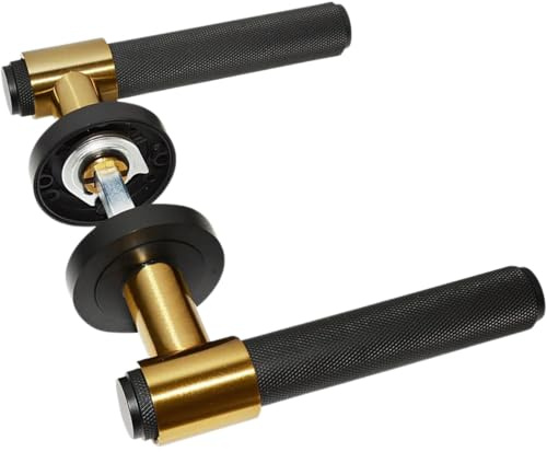 HANDLESTORE Knurled Lever on Rose Door Handles – Matt Black Finish, Pair with Spindle & Screws – Modern Interior Door Handle Set