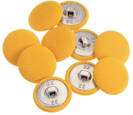 sourcing map 10pcs 32L Fabric Cloth Covered Button 20mm Metal Shank Round Sewing Buttons for Suits Dress Blouses, Yellow
