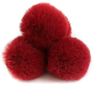 20 Pompones de 4 cm de Pelo Sintético Con Lazo Elástico para Manualidades, Decoración de Navidad, Mesa y Cumpleaños, Color Rojo Vino