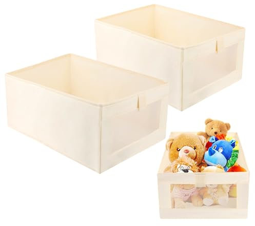 talifoca Aufbewahrungsbox, 2er Set Wardrobe Organizer, Faltbox Aufbewahrungskiste Ordnungsbox mit Transparentem Sichtfenster für Kleiderschrank, Kleidung, Bücher, Kosmetik, Spielzeug