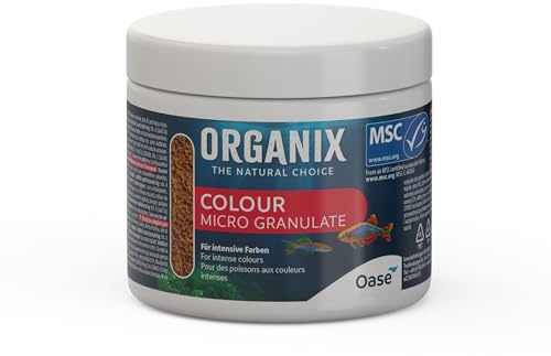 OASE ORGANIX Micro Colour Granulado, 175 ml - Alimento para peces en forma de granulado, alimento de acuario para especies de peces más pequeños, realza el colorido