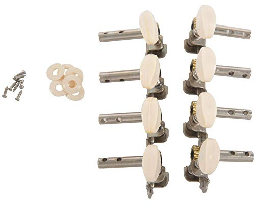 Booso Machines Tuners Pegs Tuning Key with White Pearl Knobs 4L+4R for Mandolin