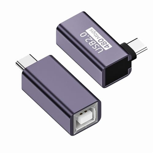 NFHK 2pcs/lot USB 2.0 B Type Female to Type-C Male Angled & Straight Extension Adapter for Printer Phone Disk