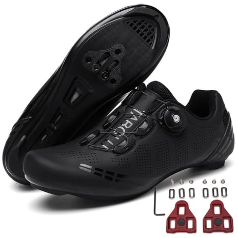 Treer Fahrradschuhe Damen Herren Rennradschuhe mit Cleats, Unisex SPD Schuhe Rennrad Schuhe Mountain Road Bikes Schuh Kompatibel Outdoor Radschuhe Fahrrad Indoor Spin 36-47 EU