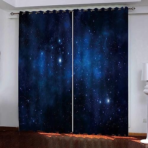 Verdunklungsvorhänge Kinderzimmer Sternenuniversum 2 Stück Vorhang Blickdicht Ösenschal Kindergardinen Junge Verdunklungsgardine Größe: 2 X 2 X 110 X 215 Cm - Rauschunterdrückung Wärmedämmu -6T3G2K4M0