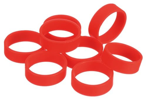 sourcing map 5Pcs Silicone Rubber Bands, 20x7mm Rubber Bands Rings Cable Ties Strong Elastic Bands Non-Slip for Cord Wrapping Bag Wraps, Red
