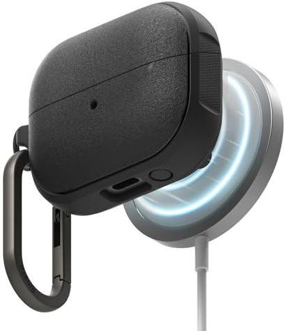 Ringke Onyx Magnetic for Samsung Galaxy Buds 3 Pro / 3/3 FE Case [Compatible with MagSafe] Shockproof TPU Non-Slip Texture Cover with Keychain Carabiner - Black