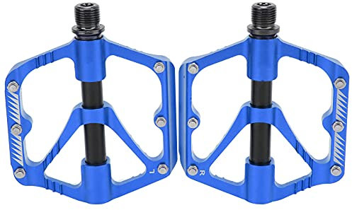 Kuuleyn 3-Lager-Mountainbike-Pedal aus Aluminiumlegierung, Robustes Mountain-Lager-Peda, rutschfestes Legierungs-Flachpedal-Zubehör (Azul)
