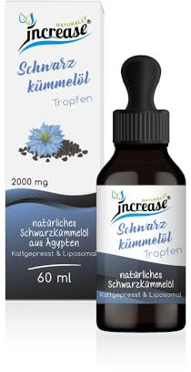 Liposomale Schwarzkümmelöl Tropfen hochdosiert - (60.000mg Schwarzkümmel pro Packung) 2000mg Ägyptischem Schwarzkümmel pro Tagesdosis - MCT Öl - Hohe Bioverfügbarkeit