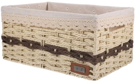OFFSCH Gewebter Korb Mit Einlage-aufbewahrungsbox Kleinigkeiten-aufbewahrungsbox Schreibtisch-organizer-korb Praktischer Aufbewahrungskorb Für Schlafzimmer Bad Wohnzimmer Schrank Regal