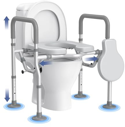 Nimood T1 Raised Toilet Seat with Handles, Toilet Seat Riser for Seniors with Adjustable Height & Width, Handicap Elevated Toilet Seat for Elderly, Pregnant, Fit Any Toilet