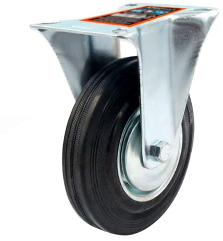 Tradineur - Rueda fija para muebles, goma y hierro, incluye placa de montaje, rueda de transporte para cargas pesadas, industrial, peso máx. 70 kg, Ø 125 mm