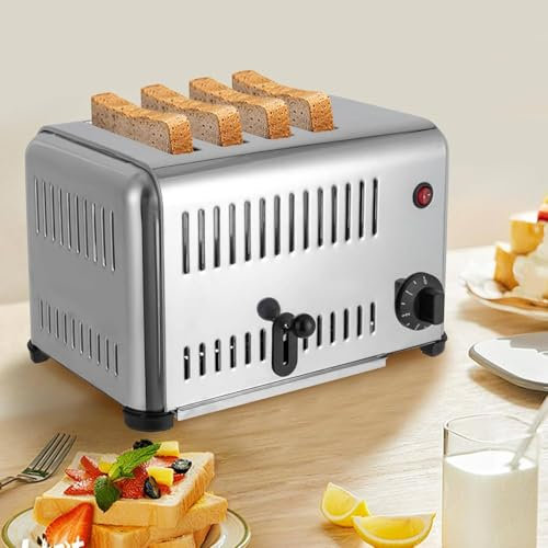 Macchina per la cottura del pane, tostapane commerciale Macchina per la cottura del pane in acciaio inossidabile 4 fette 6 fette Forno per il pane elettrico con funzione di temporizzazione,4slice