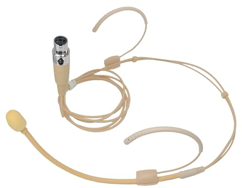 MICMXMO Mikrofon mit einzigartigem Kopfbügel kompatibel mit dem Shure kabellosen Sender, omnidirektionales Kondensatormikrofon beige (mini XLR TA4F weiblich)