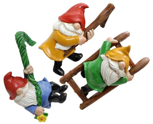 Happyyami Figurines De GNOME De Jardin en Résine 3 Pièces Décorations d'arbre Féeriques Extérieures pour Jardin, Terrasse Et Balcon Suspendues, Résistantes à La Pluie Style Statue Dynamique
