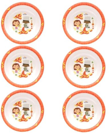 Bütic GmbH BlueBand Melamin Kinderteller, Flache Teller, Suppenteller mit Berufsmotiven, Artikel:6 Tiefe Teller dunkel orange