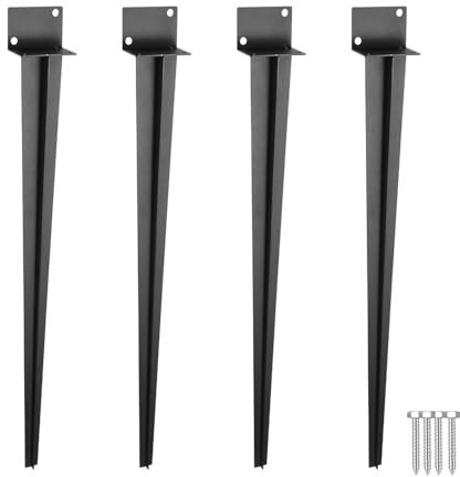 ISOISL Manicotto per pali in legno, lunghezza 55 x 700 mm, supporto per pali da inserire, con punta lunga, manicotto per recinzioni, progetti da giardino (4 pezzi)