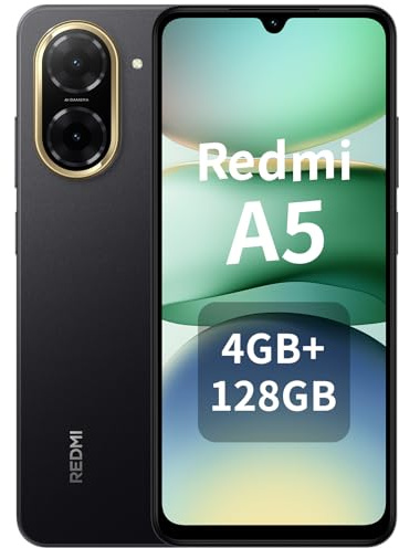 XIAOMI Redmi A5 Smartphone 4 GB + 128 GB, Akku 5200 mAh, Octa-Core-Prozessor, 32 MP Al-Dualkamera, 6,88-Zoll-Display, Fingerabdruck- und Gesichtsentsperrung, Schwarz