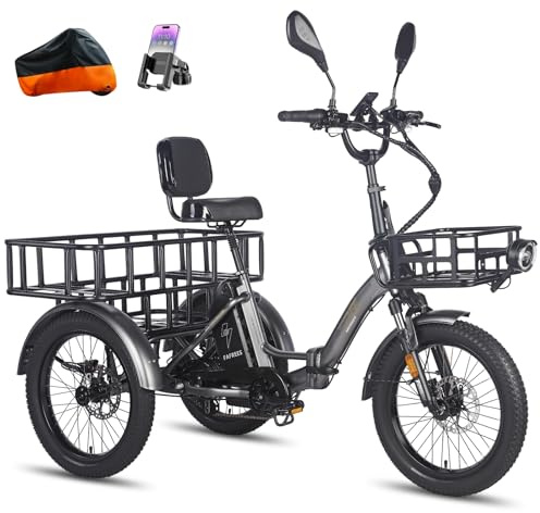 Fafrees F20 Mate Dreirad e Bike Klapprad, E-Bike 3 Rad 48V 23.45Ah Akku, Elektro Dreirad 20 * 3.0 Zoll, Hydraulischer Bremsstarter, Lasten ebike für Erwachsene