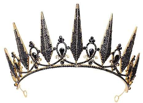 PACKOVE Brautkronstirnband schwarzes Diadem aus Strass Brautkopfbedeckung schwarze Tiara haarschmuck barockes Haarband Hochzeit Braut Kopfschmuck Braut Kopfbedeckung Black