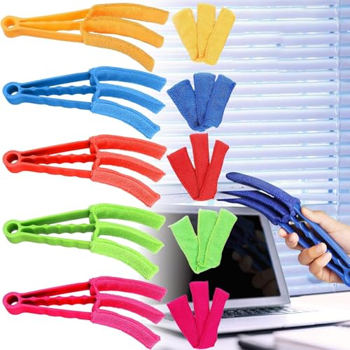 5PCS Venetian Blind Cleaner Tool, Venetian Blinds for Windows with Removable Sleeves Multi-Purpose Cleaning Tools for Blinds Air Conditioners Dust Ceiling Fans Car Vents Five colors