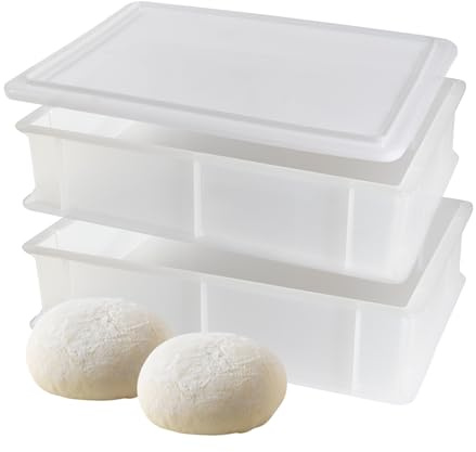 CookandSupply Contenitore per Lievitazione Pizza E Pane - Cassette Portaimpasto Certificate di Grado Alimentare - Made in Italy - 2 Box Impilabili 40x30x10 + 1 Coperchio