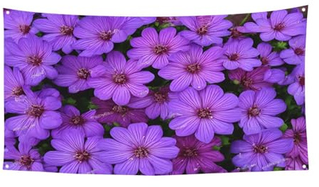 Lila Lilien-Blumen-Druck, Festival-Hintergrund, Banner – einseitiges Polyester mit Metallösen für Veranstaltungen im Freien, Weihnachtsmärkte und Partys