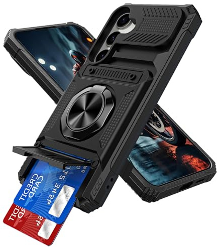 IMIRST Wallet Case for Samsung Galaxy A17 5G with Card Holder, LM Black | Military Grade Drop Protection,Shockproof,Heavy Duty Protection,Magnetic Rotatable Ring With Stand,2 Card Slots
