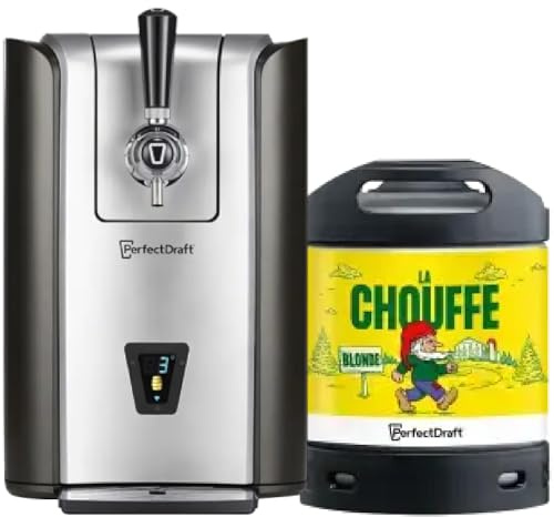PerfectDraft Pro – Pack Tireuse À Bière + 1 Fût Chouffe 6L – Machine Pression À Domicile – Refroidissement À 3°C – 30 Jours Fraîcheur – Écran LED Température – Idée Cadeau Amateur Bière