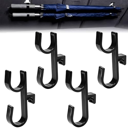 HX-pyahgtv 4PCS Car Umbrella Holder Clip Hook,car Trunk Umbrella Holder No Drilling, Stable Installation,Suitable for Any Cars for Seat, Wheelchair, Golf, Boat, Stroller(Black, Double Hook)