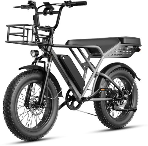 Jasion RetroVolt Electric Bike for Adults, 2000W Peak - 30MPH Electric Dirt Bike, 48V13AH Battery, 70Miles Max Range Electric Motorcycle, 20'' X 4'' Fat Tire All-Terrain E-Bike