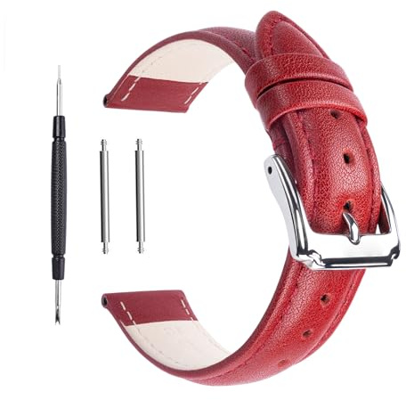 Berfine Ersatz-Uhrenarmband aus Kalbsleder, extra weiches Leder Uhrenarmband für Herren und Frauen, Schwarz Braun, 14mm 16mm 18mm 20mm 22mm