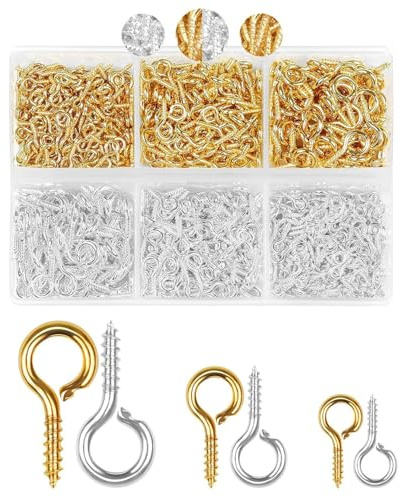 400 Stück Mini Ösenschraube, Metall Schraubösen klein, 3 Größen Ösenschrauben für Schmuck DIY Anhänger Handwerk(4/5/6mm)