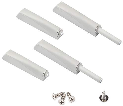 MLKING Magnetic Push Open Latches for Cabinets - 4 Pack Light Grey Recessed Cabinet Doors Touch Release Latches