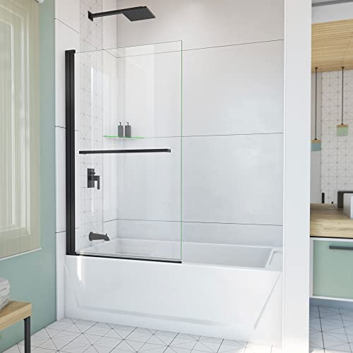 DreamLine Aqua-Q Swing 34 inch W x 58 inch H Frameless Swing Tub Door in Matte Black