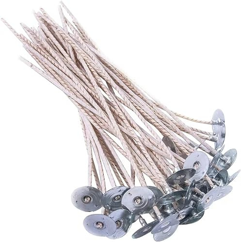 100 mechas ECO10 para Velas de Soja, Mecha de Vela preencerada de 8 Pulgadas para Hacer Velas, Mecha de Vela Gruesa con Base